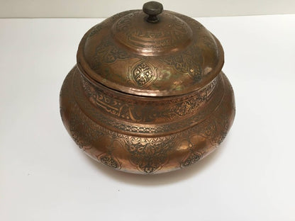 Large Indo-Persian Tinned Copper Moorish Jar With Lid