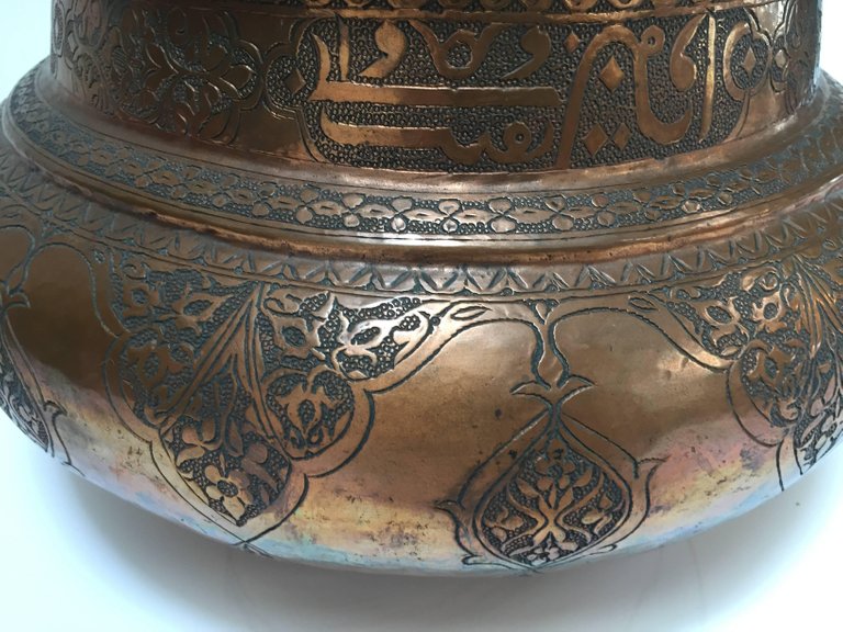 Large Indo-Persian Tinned Copper Moorish Jar With Lid
