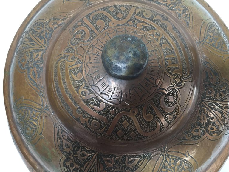 Large Indo-Persian Tinned Copper Moorish Jar With Lid