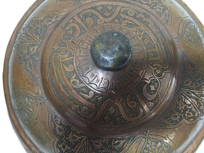 Large Indo-Persian Tinned Copper Moorish Jar With Lid