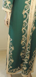 Moroccan Green Embroidered Caftan Maxi Dress Kaftan Size M