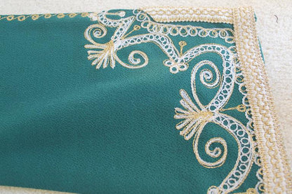 Moroccan Green Embroidered Caftan Maxi Dress Kaftan Size M