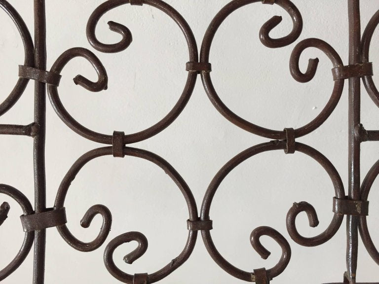 Hand-Forged Wrought Iron Folding Moorish Screen with Three Panels