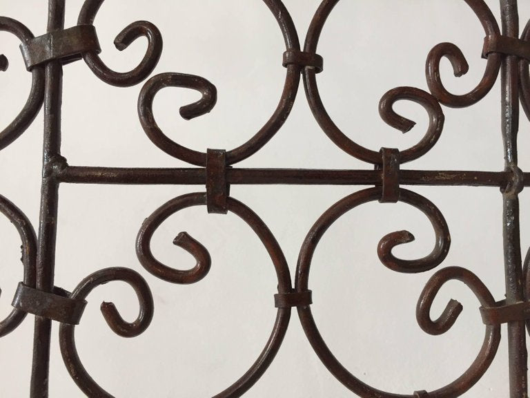 Hand-Forged Wrought Iron Folding Moorish Screen with Three Panels