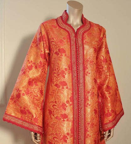 Moroccan Brocade Caftan Maxi Dress 1970 Kaftan Size S to M