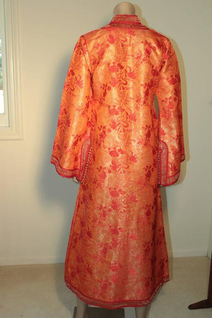 Moroccan Brocade Caftan Maxi Dress 1970 Kaftan Size S to M