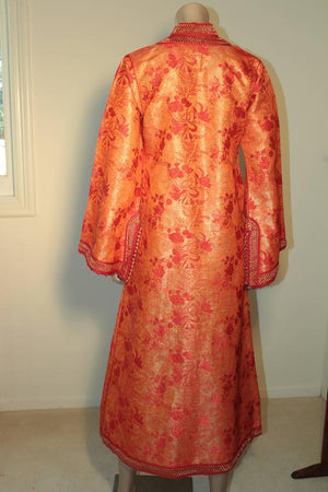 Moroccan Brocade Caftan Maxi Dress 1970 Kaftan Size S to M