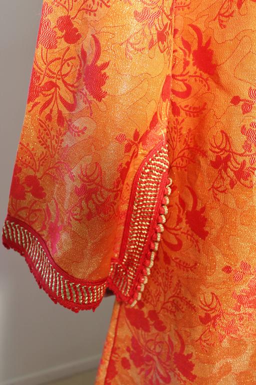 Moroccan Brocade Caftan Maxi Dress 1970 Kaftan Size S to M
