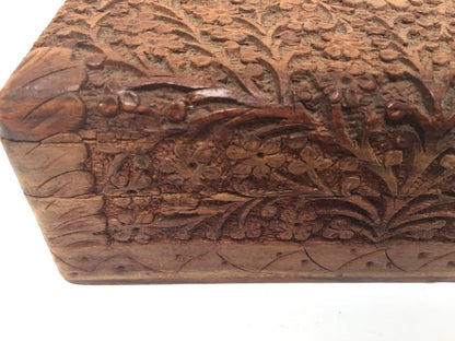 Hand-Carved Sandalwood Jewelry Box by Rajasthani Artist, India