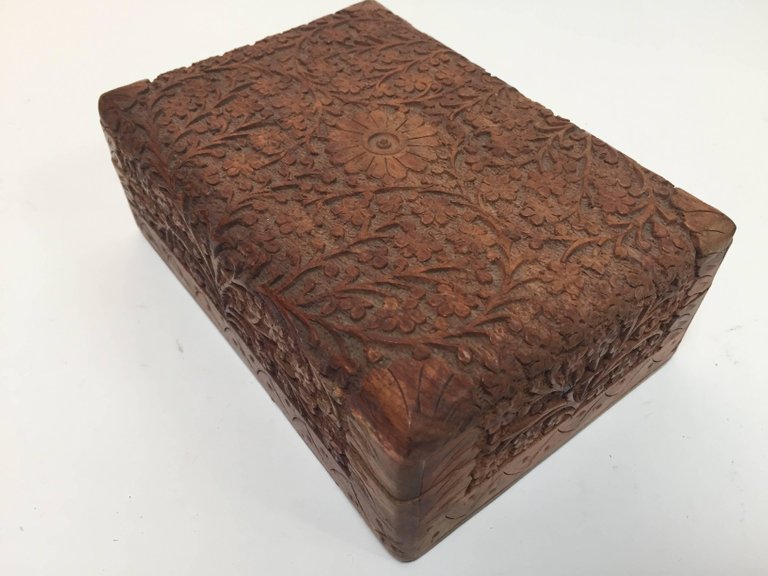 Hand-Carved Sandalwood Jewelry Box by Rajasthani Artist, India