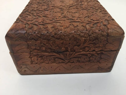 Hand-Carved Sandalwood Jewelry Box by Rajasthani Artist, India