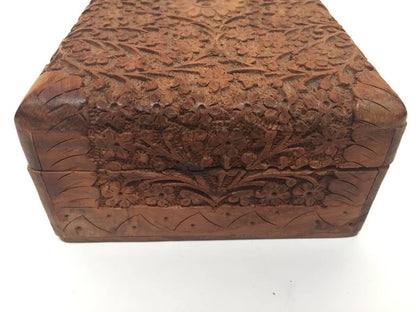 Hand-Carved Sandalwood Jewelry Box by Rajasthani Artist, India