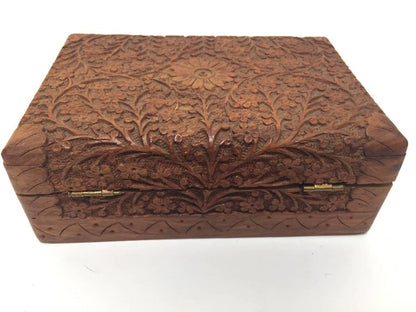 Hand-Carved Sandalwood Jewelry Box by Rajasthani Artist, India