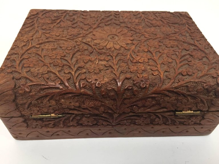 Hand-Carved Sandalwood Jewelry Box by Rajasthani Artist, India