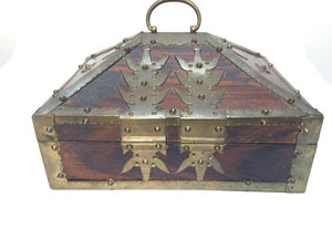 Ethnic Indian Decorative Jewelry Box with Brass, Kerala Nettur Petti