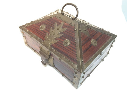 Ethnic Indian Decorative Jewelry Box with Brass, Kerala Nettur Petti