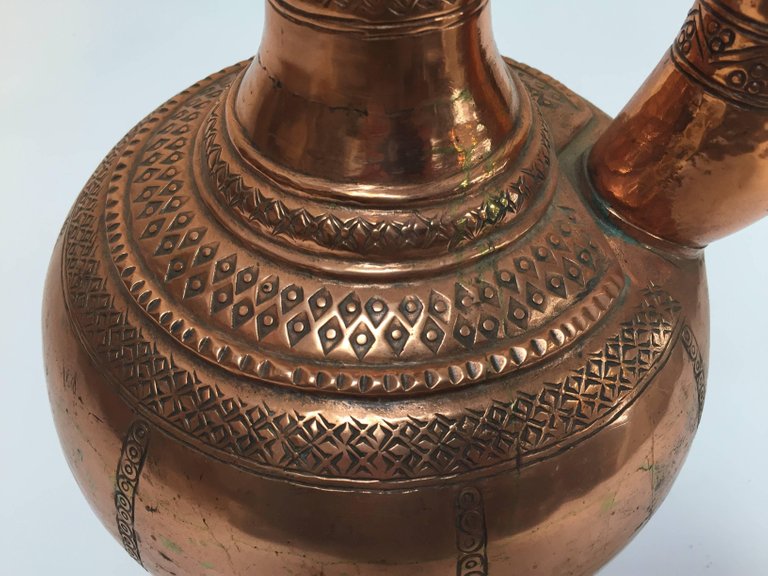 Antique Middle Eastern Islamic Turkish Ewer and Copper Basin