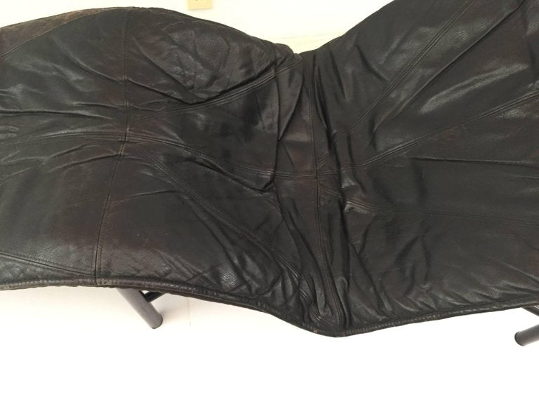 Tord Bjorklund Chaise Longue in Black Leather, 1970