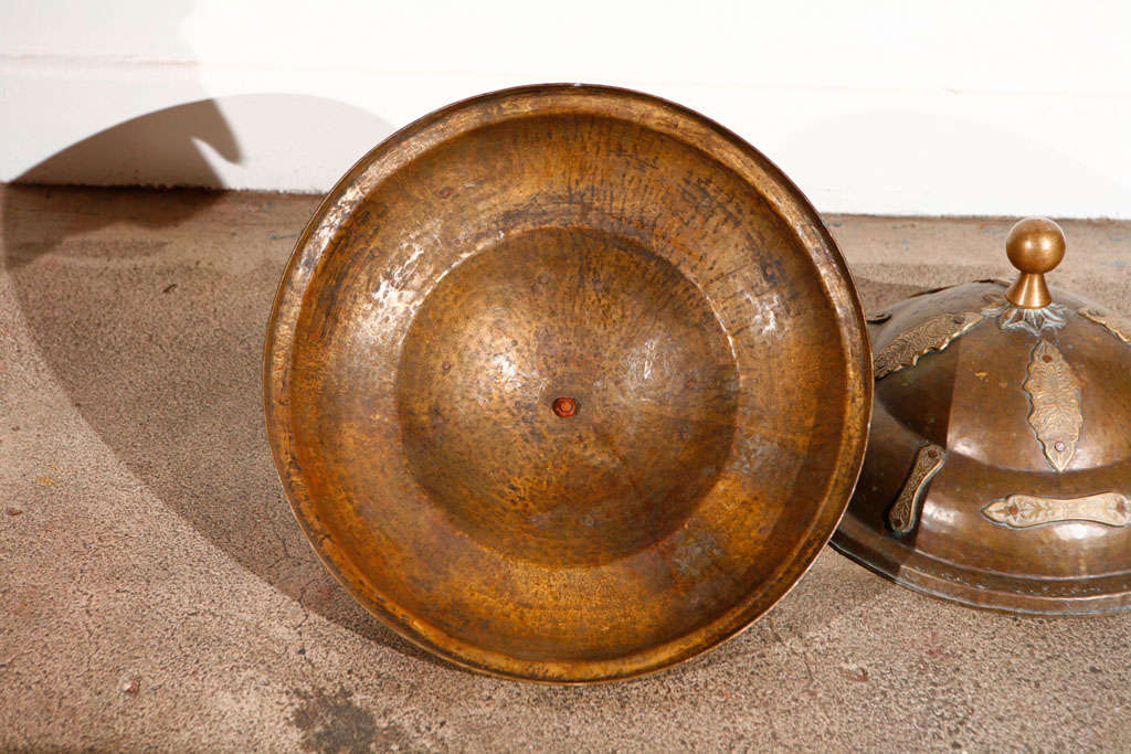 Handcrafted Moroccan Brass Vessel, Moorish Style, 19\" Diameter