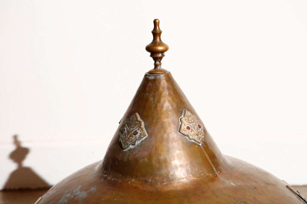 Moroccan Antique Bronze Cover with Brass Etched Decor