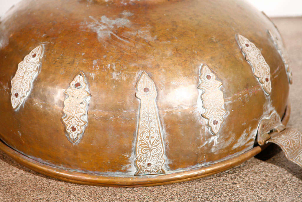 Moroccan Antique Bronze Cover with Brass Etched Decor
