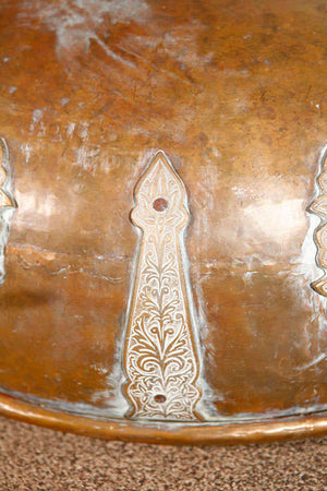 Moroccan Antique Bronze cover with brass etched decor