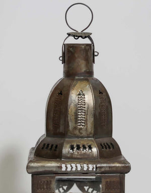 Moroccan Moorish Square Metal and Clear Glass Candle Lantern
