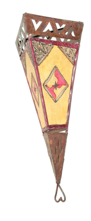 Large African Tribal Art Metal and Parchment Wall Shade Sconce - 3