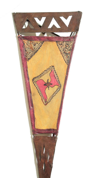 Large African Tribal Art Metal and Parchment Wall Shade Sconce - 3