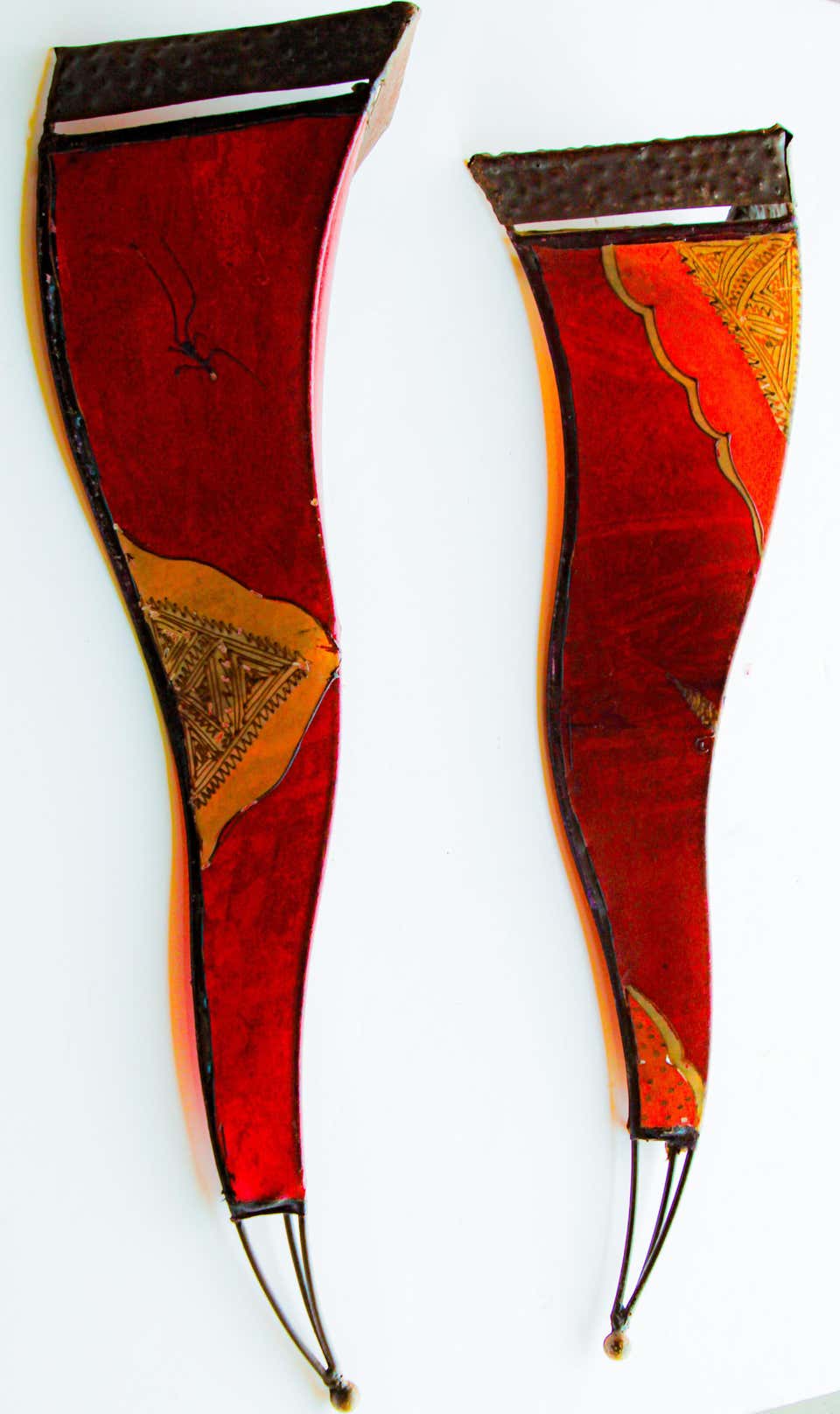 Large Pair of African Tribal Art Parchment Wall Shade Sconce