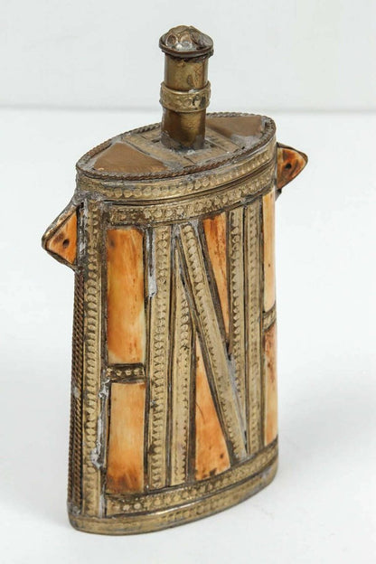 Moroccan Brass Berber Tribal Flask, Hand-Crafted Folk Art, 1920 – view 3