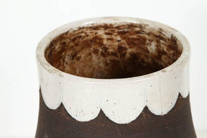 Brown and Ivory Hand-Crafted Moroccan Ceramic Vase