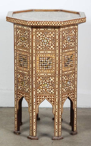 Syrian Style Large Pair of Octagonal Pedestal Tables