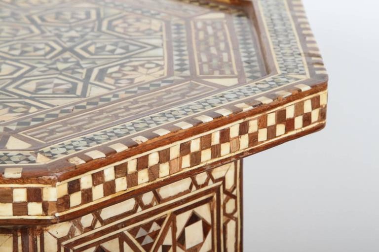 Syrian Style Large Pair of Octagonal Pedestal Tables