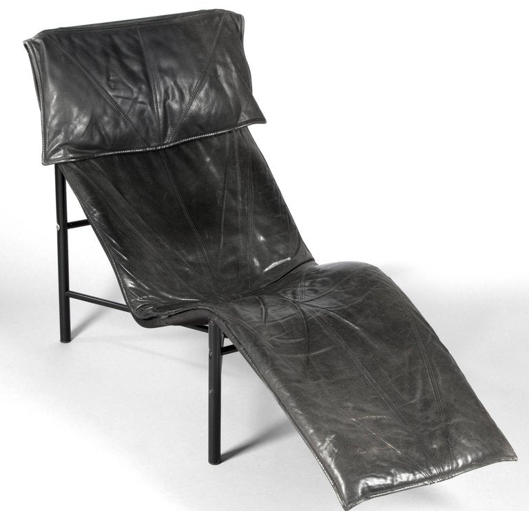 Tord Bjorklund Chaise Longue in Black Leather, 1970