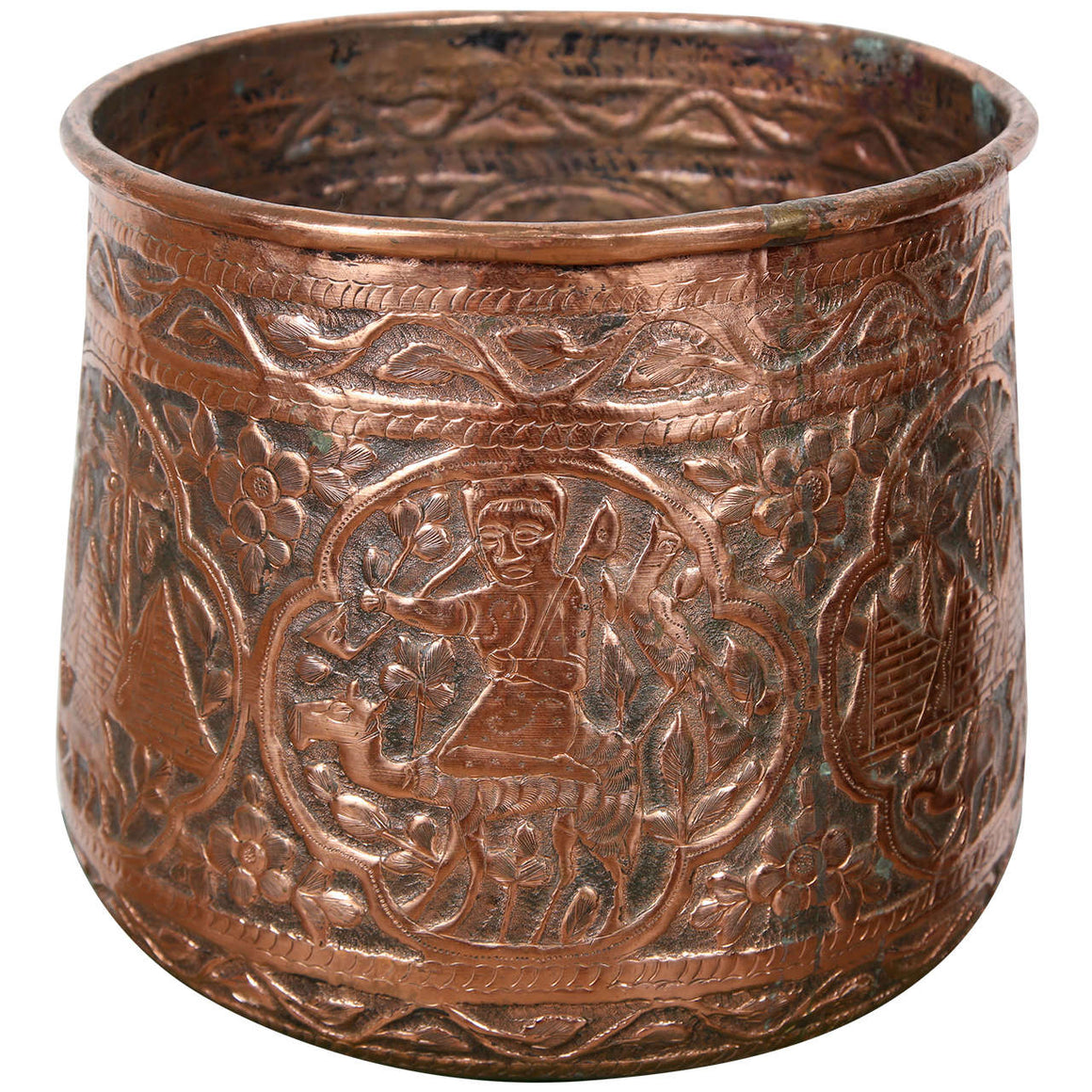 Copper Hand Etched Mameluke Pot Jardiniere