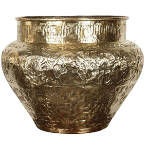Large Egyptian Mamluk Revival Repoussé Brass Jardinière Cache-pot, 19 in.