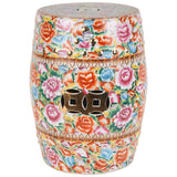 Japanese Pink Ceramic Garden Seat with Lucky Coins