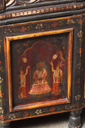 Anglo Indian Hand-Painted Teak Coffee Table
