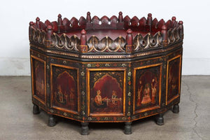 Anglo Indian Hand-Painted Teak Coffee Table