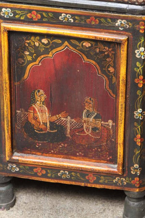 Anglo Indian Hand-Painted Teak Coffee Table