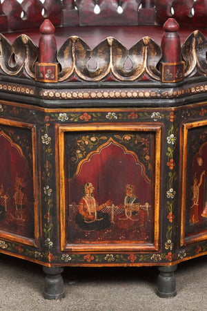 Anglo Indian Hand-Painted Teak Coffee Table