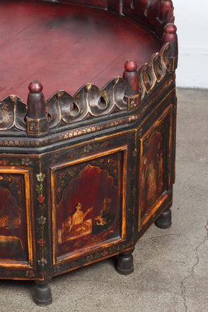 Anglo Indian Hand-Painted Teak Coffee Table