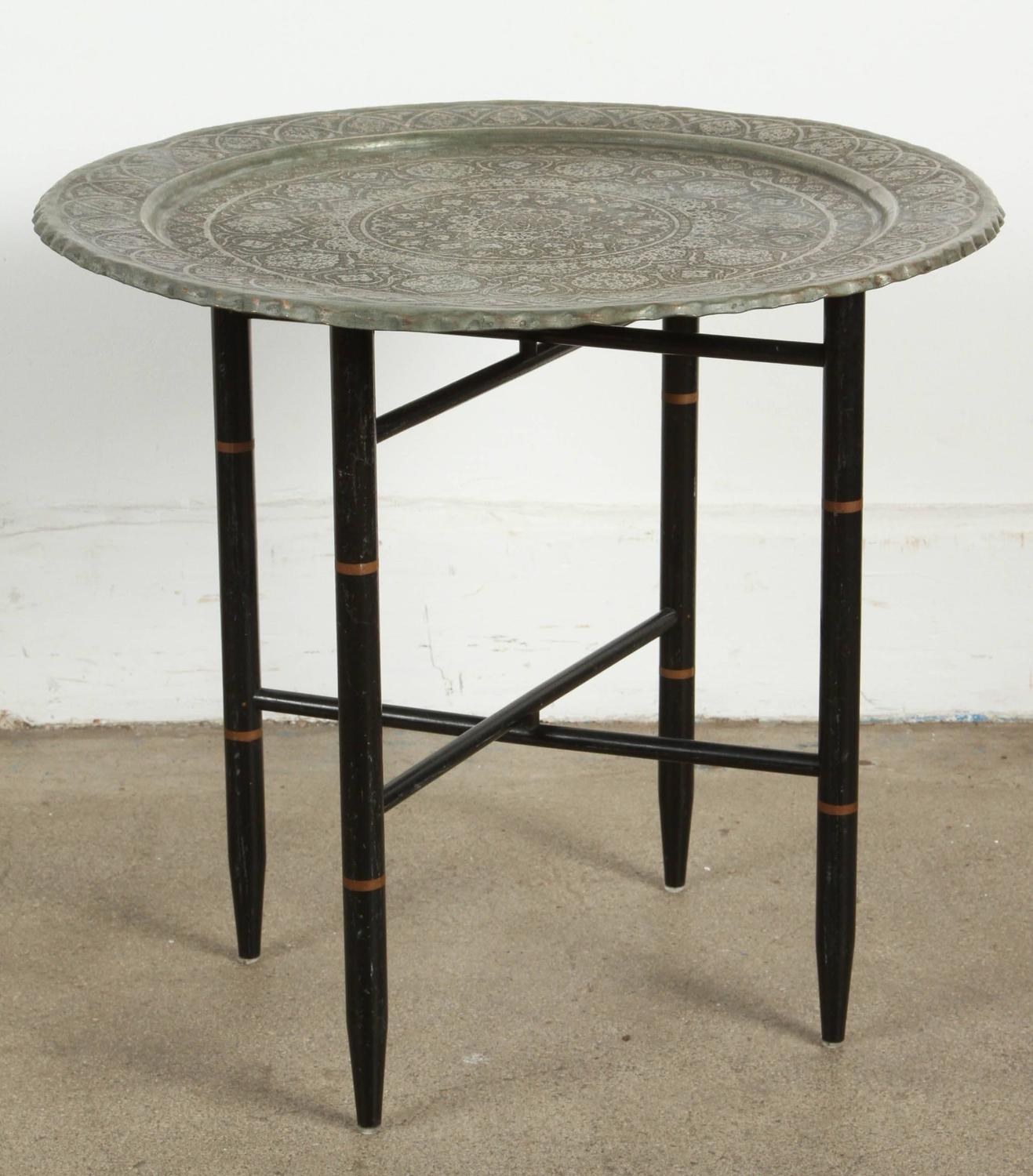 Antique Persian Copper Tray Side Table