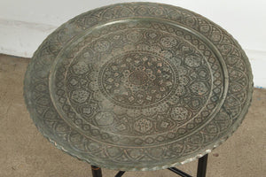 Antique Persian Copper Tray Side Table