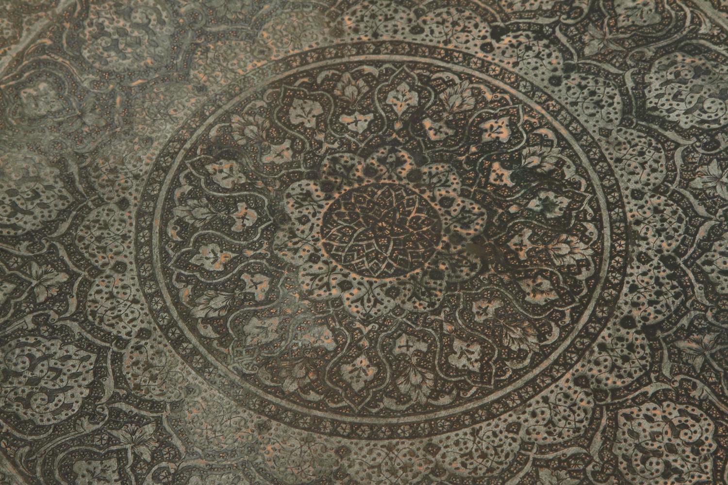 Antique Persian Copper Tray Side Table