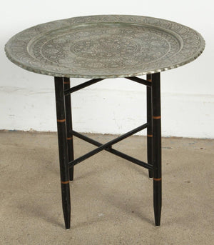 Antique Persian Copper Tray Side Table