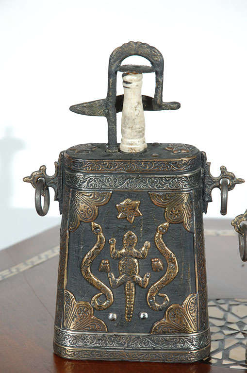 Set of Two Moroccan Antique Tribal Powder Case Flasks