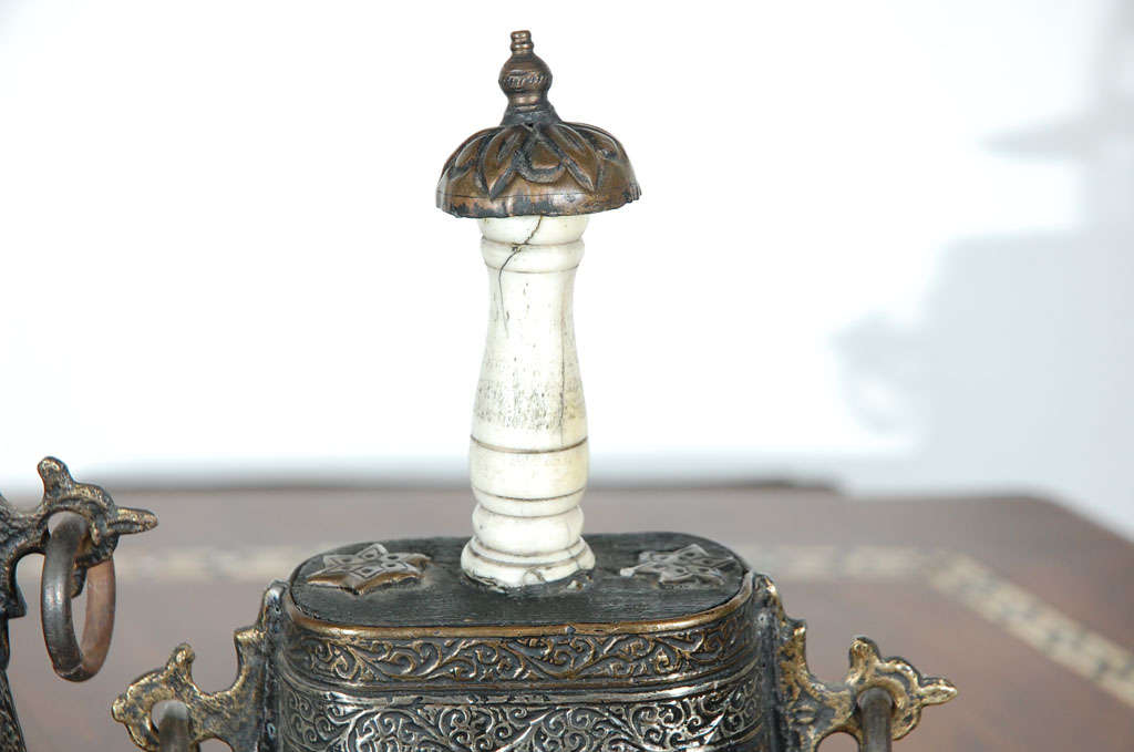 Set of Two Moroccan Antique Tribal Powder Case Flasks