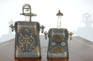 Set of Two Moroccan Antique Decorative Case Flask